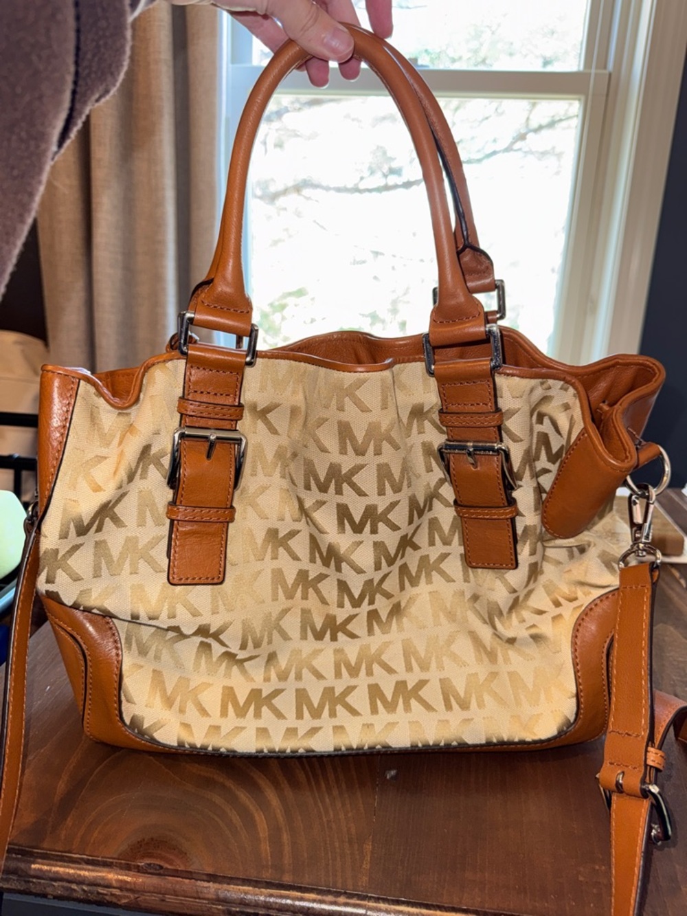 Michael Kors Camel Brookville Tote with Tan Leather Trim